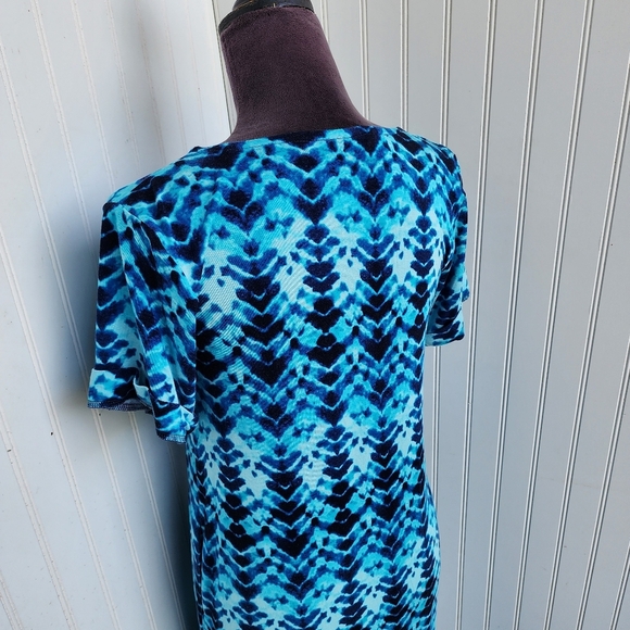 Colleen Lopez Maxi Dress Womens Navy Blue Stretchy Short Sleeve V-Neck Long XSP - Picture 9 of 16